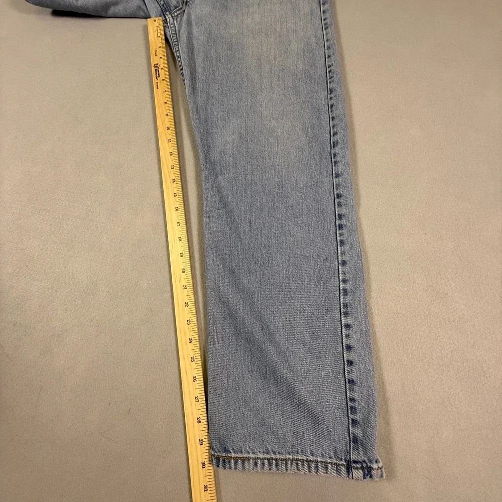 Levis 505 Regular Fit Jeans Mens 36x32 Light Wash Blue Straight Leg Denim‎